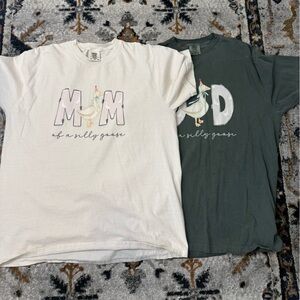 Mom and Dad of a Silly Goose Graphic Tees - White & Green